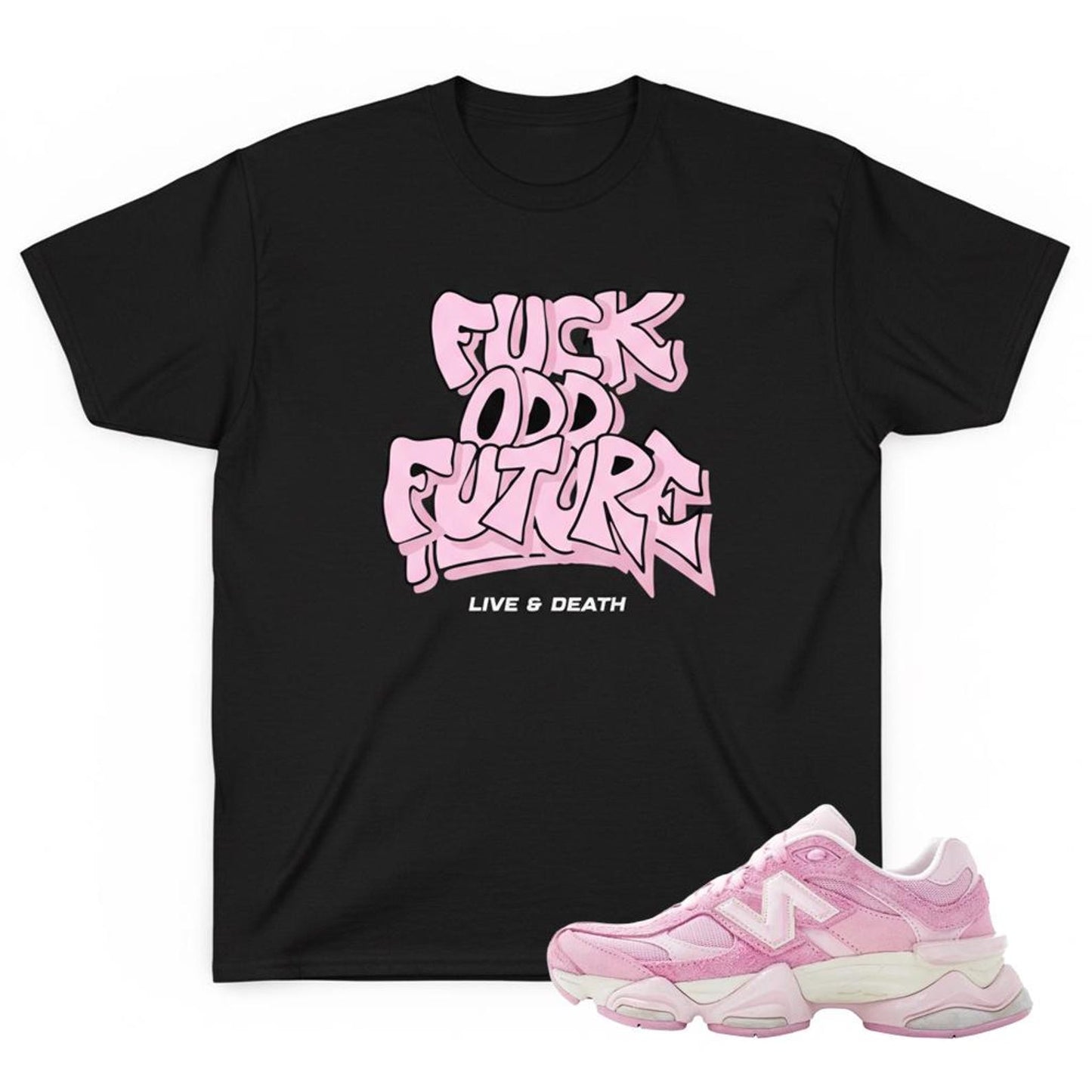 Graffiti Graphic Tee, Pink Sneaker Match Shirt, Streetwear Cotton Top