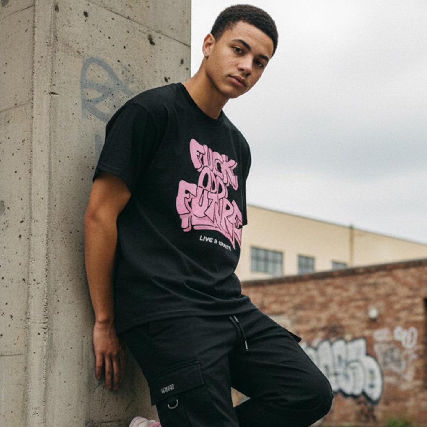 Graffiti Graphic Tee, Pink Sneaker Match Shirt, Streetwear Cotton Top