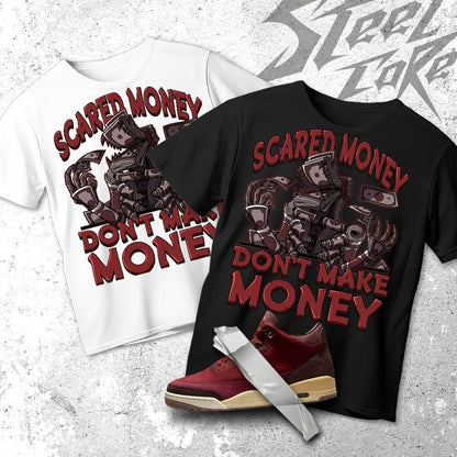 AJ 3 BIN Team Red Burgundy Scared Money, Shirt match sneaker, Streetwear Graphic Tee for Sneakerhead